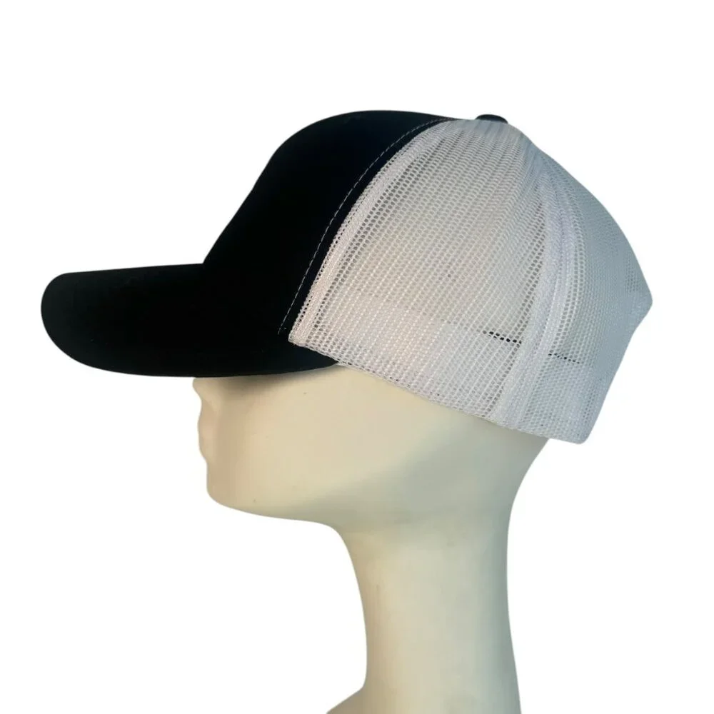 White 8 Point Star Octagram Snapback Hat Cap Embroidered Black & White Occult